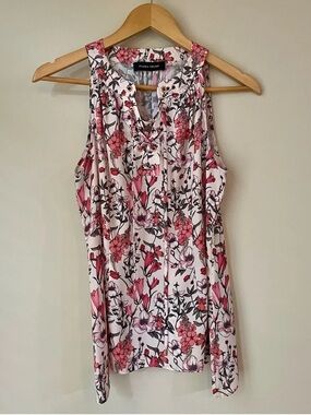 IVANKA TRUMP Sleeveless Pink Floral Lace Up Blouse Women’s XS